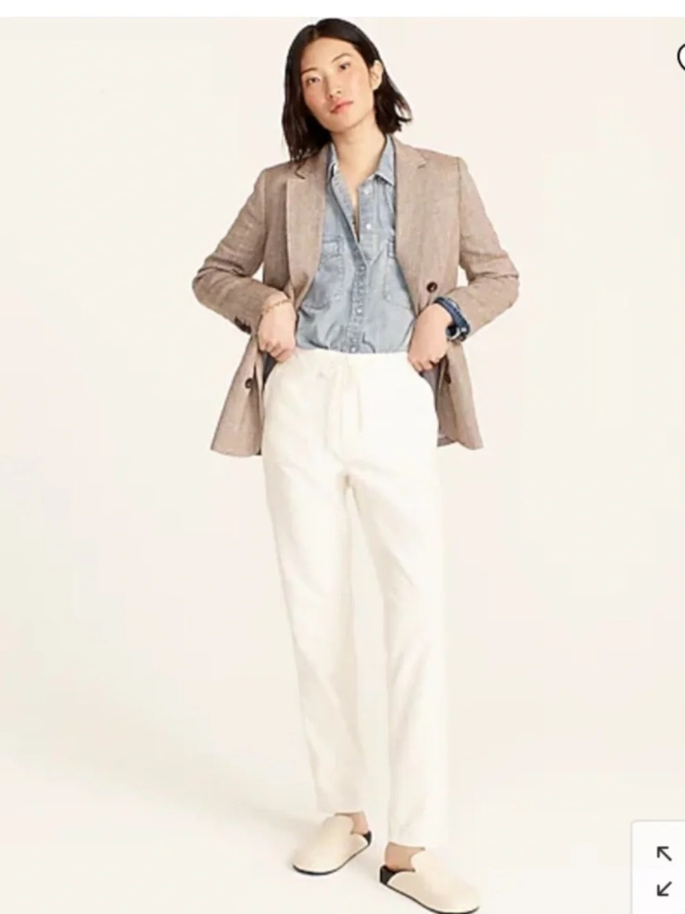 J Crew Tie-waist camp pant sz S, Cream